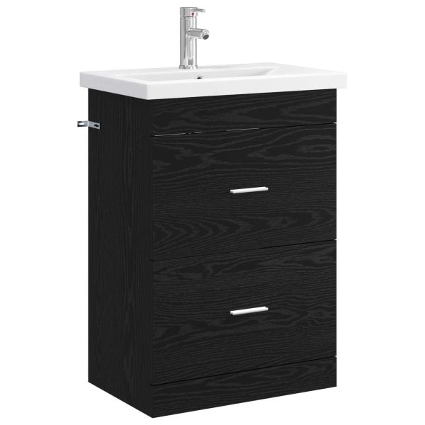Комплект мебели за баня Черен дъб 61 x 40 x 84,5 см