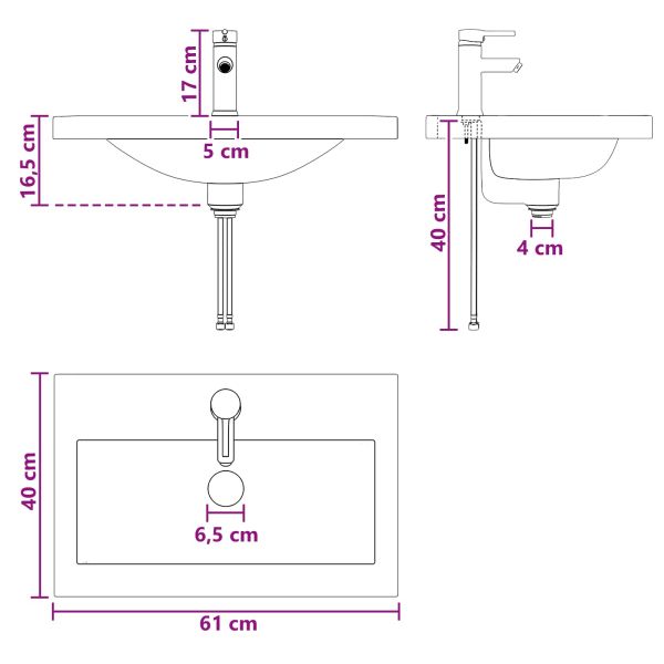 Комплект мебели за баня Черен дъб 61 x 40 x 84,5 см