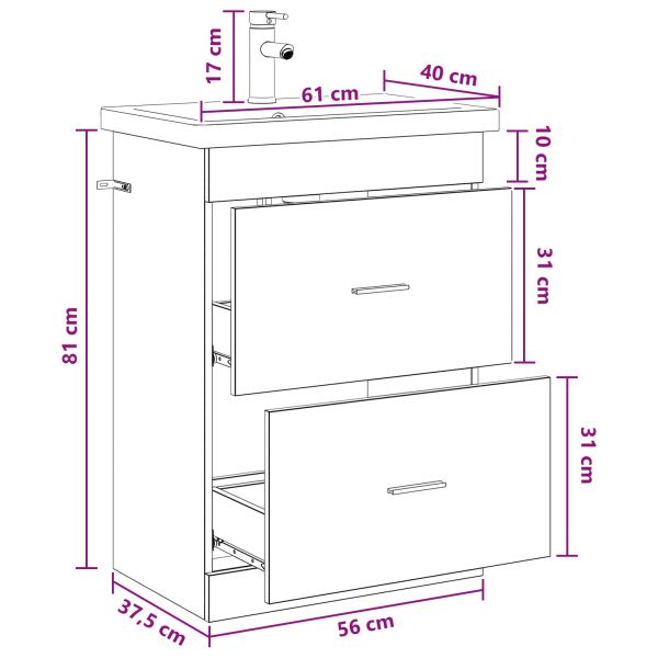 Комплект мебели за баня Опушен дъб 61 x 40 x 84,5 см