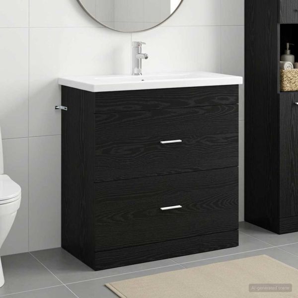Комплект мебели за баня Черен дъб 81 x 40 x 84,5 см