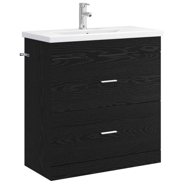 Комплект мебели за баня Черен дъб 81 x 40 x 84,5 см