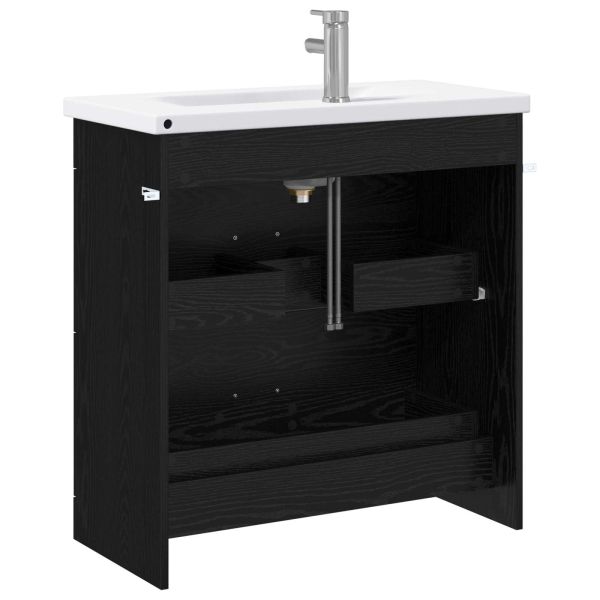 Комплект мебели за баня Черен дъб 81 x 40 x 84,5 см