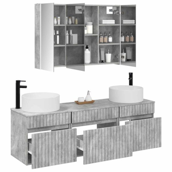 Комплект шкафове за баня 4 pcs Бетонно сиво