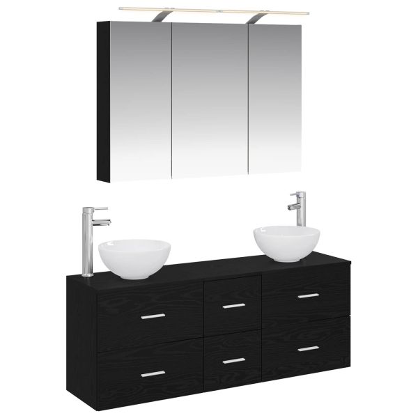 Комплект мебели за баня 4 pcs Черен дъб