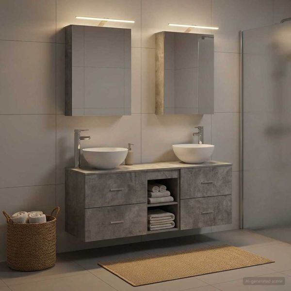 Комплект мебели за баня 5 pcs Бетонно сиво