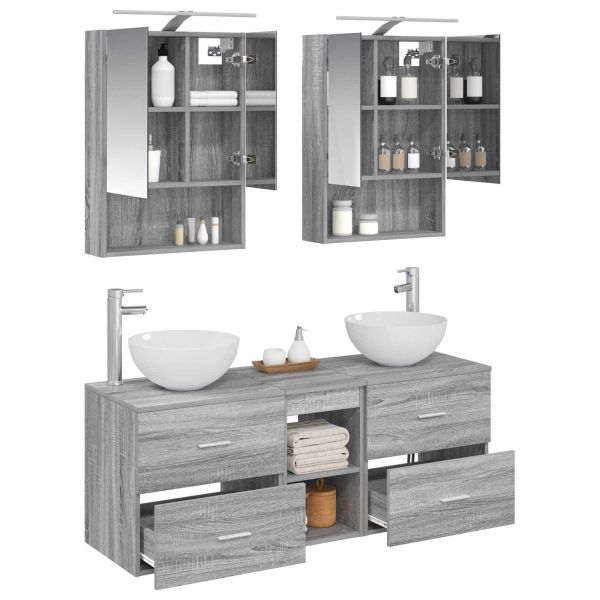 Комплект мебели за баня 5 pcs Сив Сонома
