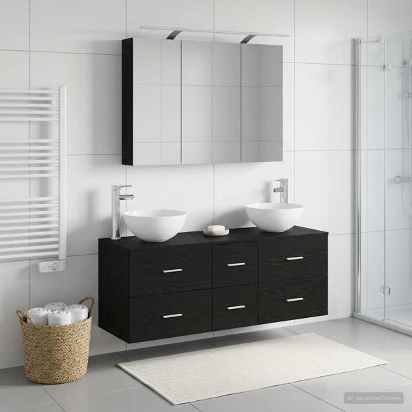 Комплект мебели за баня 4 pcs Черен дъб