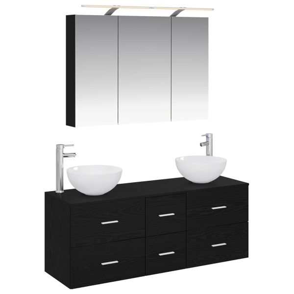 Комплект мебели за баня 4 pcs Черен дъб