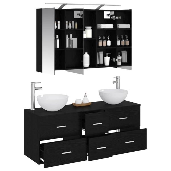 Комплект мебели за баня 4 pcs Черен дъб