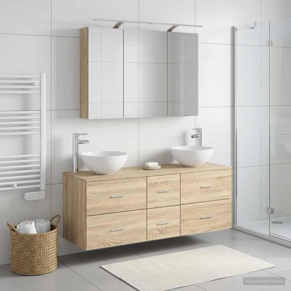 Комплект мебели за баня 4 pcs Дъб сонома