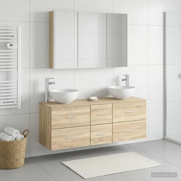 Комплект мебели за баня 4 pcs Дъб сонома