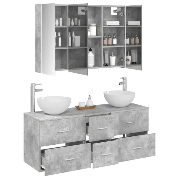 Комплект мебели за баня 4 pcs Бетонно сиво