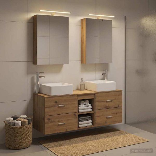 Комплект мебели за баня 5 pcs Дъб артизан