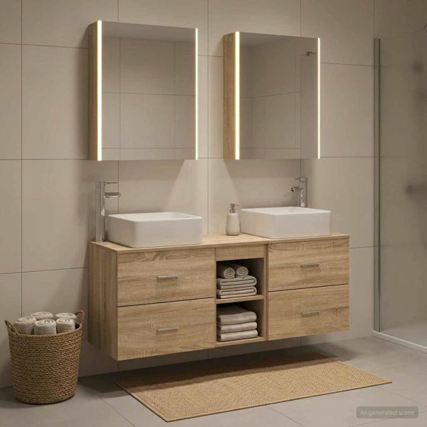 Комплект мебели за баня 5 pcs Дъб сонома