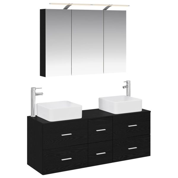 Комплект мебели за баня 4 pcs Черен дъб