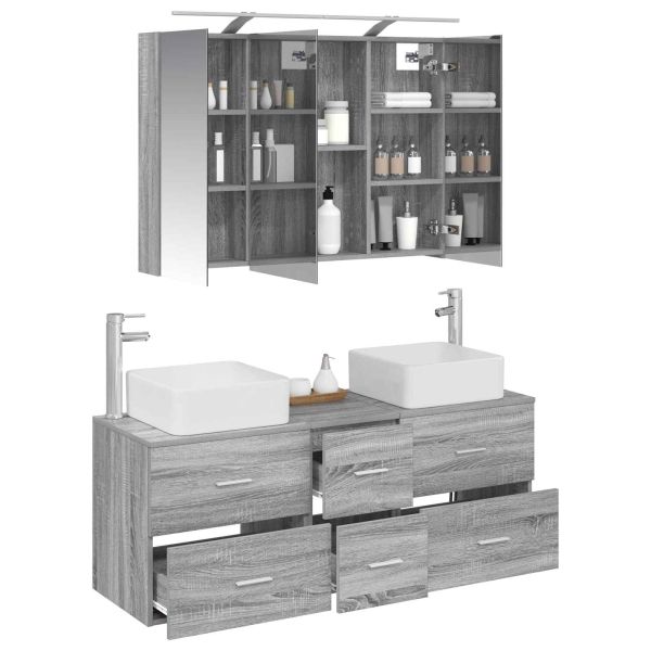 Комплект мебели за баня 4 pcs Сив Сонома