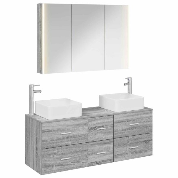 Комплект мебели за баня 4 pcs Сив Сонома