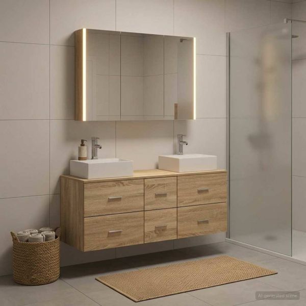 Комплект мебели за баня 4 pcs Дъб сонома