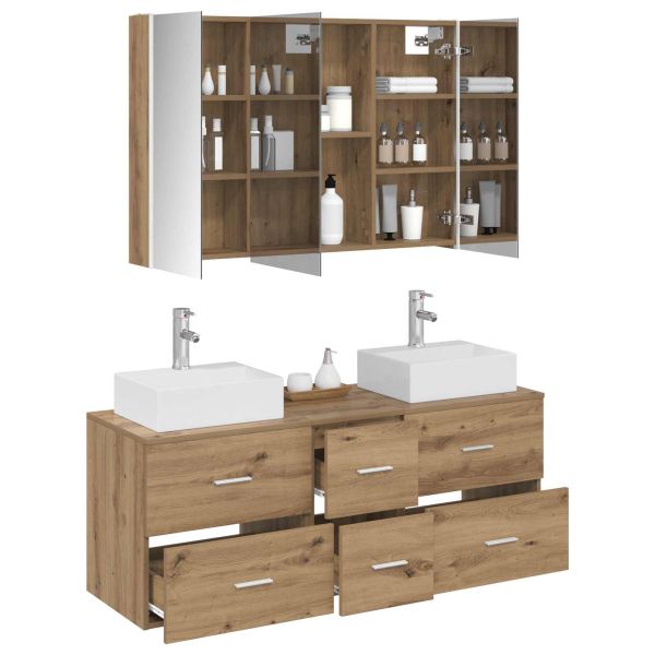 Комплект мебели за баня 4 pcs Дъб артизан