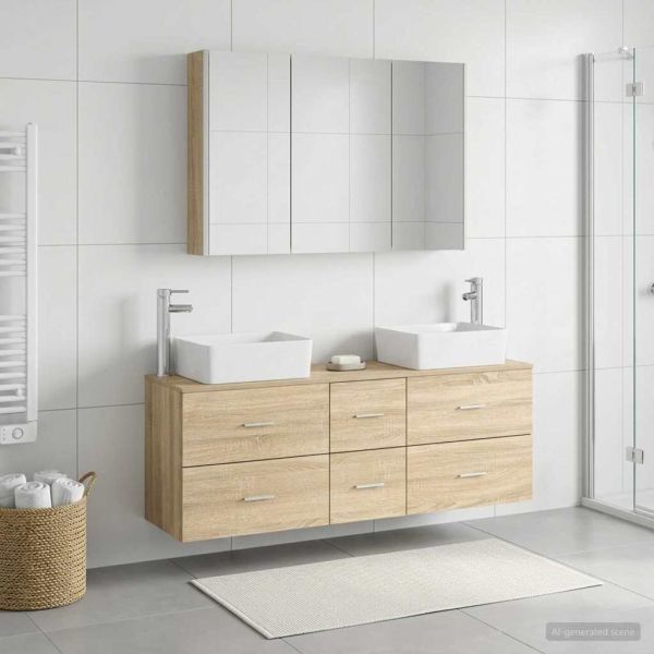 Комплект мебели за баня 4 pcs Дъб сонома