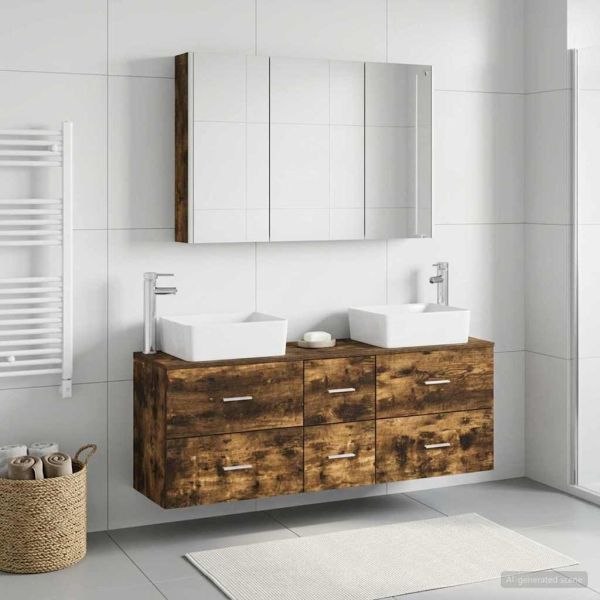 Комплект мебели за баня 4 pcs Опушен дъб