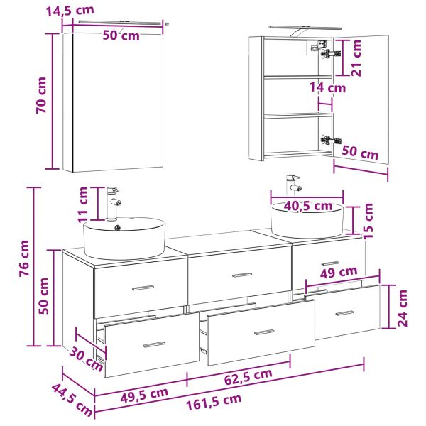 Комплект мебели за баня 5 pcs Дъб сонома