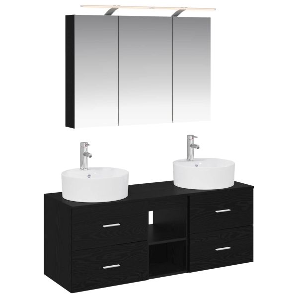 Комплект мебели за баня 4 pcs Черен дъб