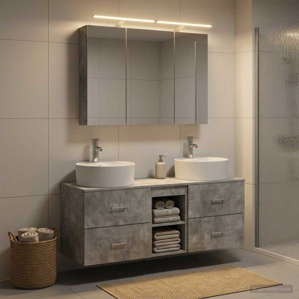 Комплект мебели за баня 4 pcs Бетонно сиво