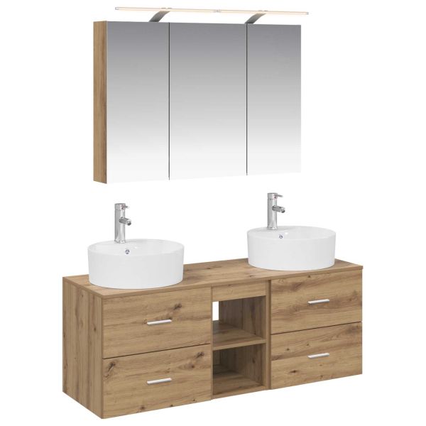 Комплект мебели за баня 4 pcs Дъб артизан