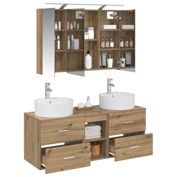 Комплект мебели за баня 4 pcs Дъб артизан
