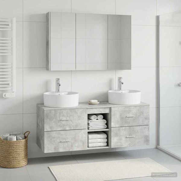 Комплект мебели за баня 4 pcs Бетонно сиво