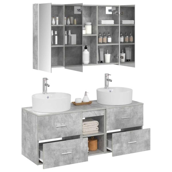 Комплект мебели за баня 4 pcs Бетонно сиво