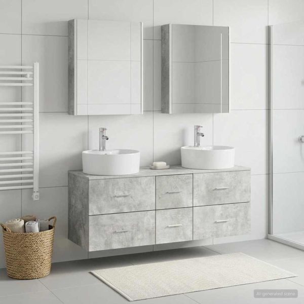 Комплект мебели за баня 5 pcs Бетонно сиво