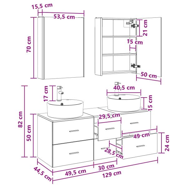Комплект мебели за баня 5 pcs Бетонно сиво