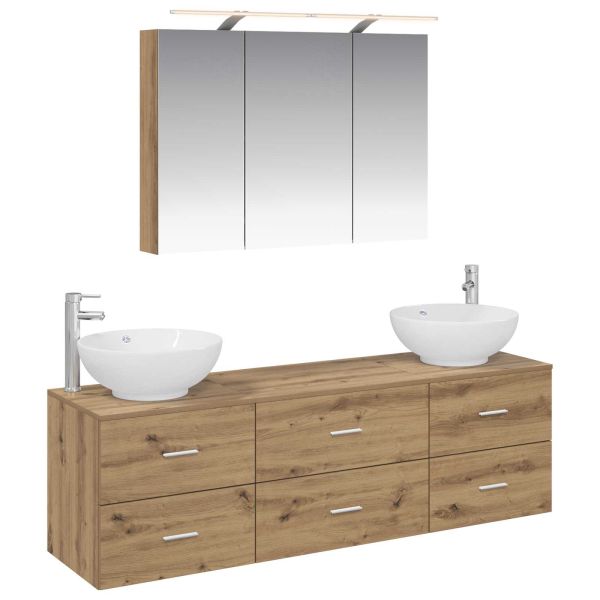 Комплект мебели за баня 4 pcs Дъб артизан