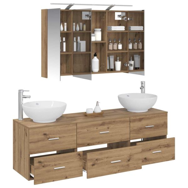 Комплект мебели за баня 4 pcs Дъб артизан