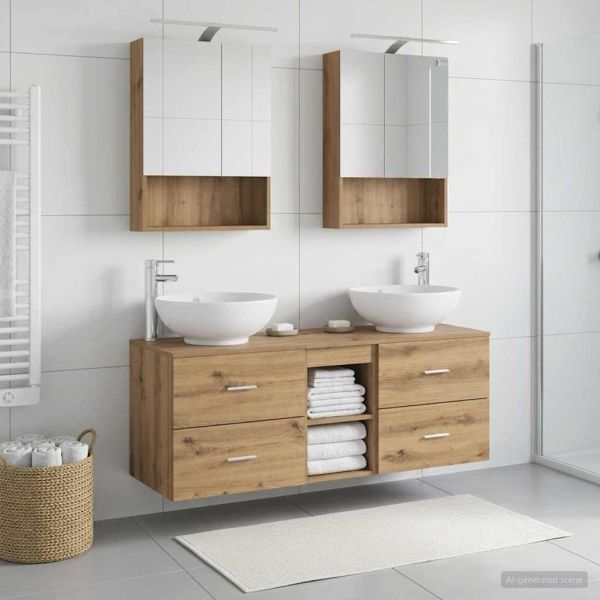 Комплект мебели за баня 5 pcs Дъб артизан