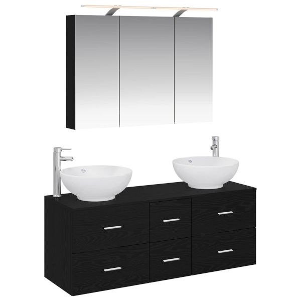 Комплект мебели за баня 4 pcs Черен дъб