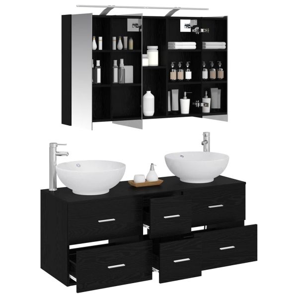 Комплект мебели за баня 4 pcs Черен дъб