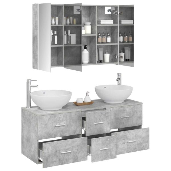 Комплект мебели за баня 4 pcs Бетонно сиво