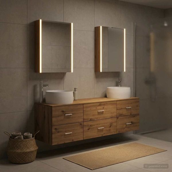 Комплект мебели за баня 5 pcs Дъб артизан