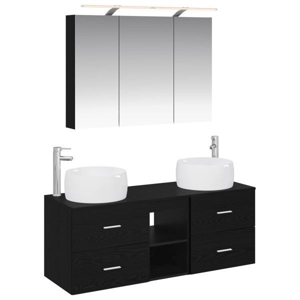 Комплект мебели за баня 4 pcs Черен дъб