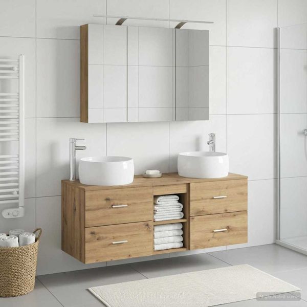 Комплект мебели за баня 4 pcs Дъб артизан