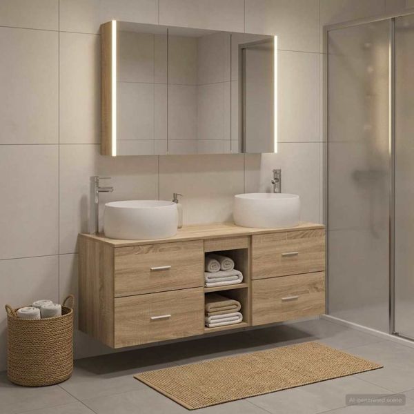 Комплект мебели за баня 4 pcs Дъб сонома
