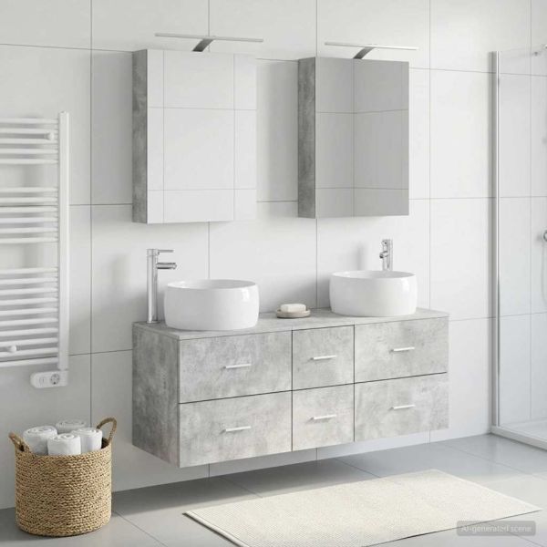 Комплект мебели за баня 5 pcs Бетонно сиво