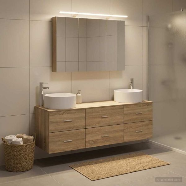 Комплект мебели за баня 4 pcs Дъб сонома