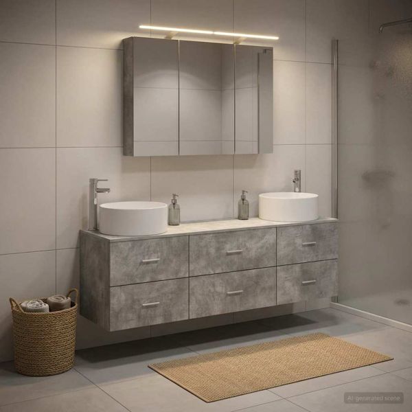 Комплект мебели за баня 4 pcs Бетонно сиво