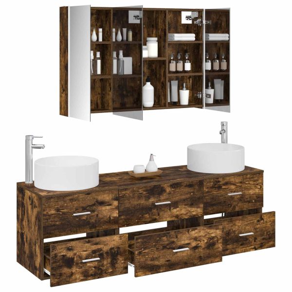 Комплект мебели за баня 4 pcs Опушен дъб