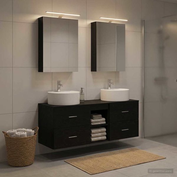 Комплект мебели за баня 5 pcs Черен дъб