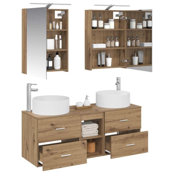 Комплект мебели за баня 5 pcs Дъб артизан